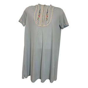 Aristocraft House Dress M Blue Embroidered Vintage Cottagecore Nightgown